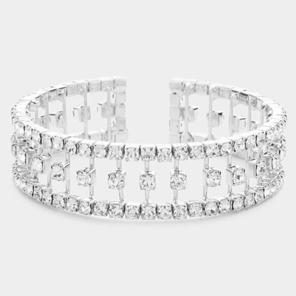 1 LEFT!! SHAEDA SILVER RHINESTONE BRACELET - Picture 1 of 1